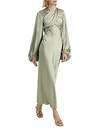 Becca Satin Gathered Maxi Dress