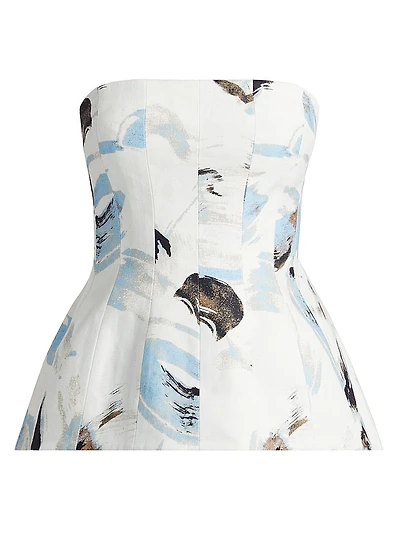 Rosalie Abstract Print Cotton Strapless Top