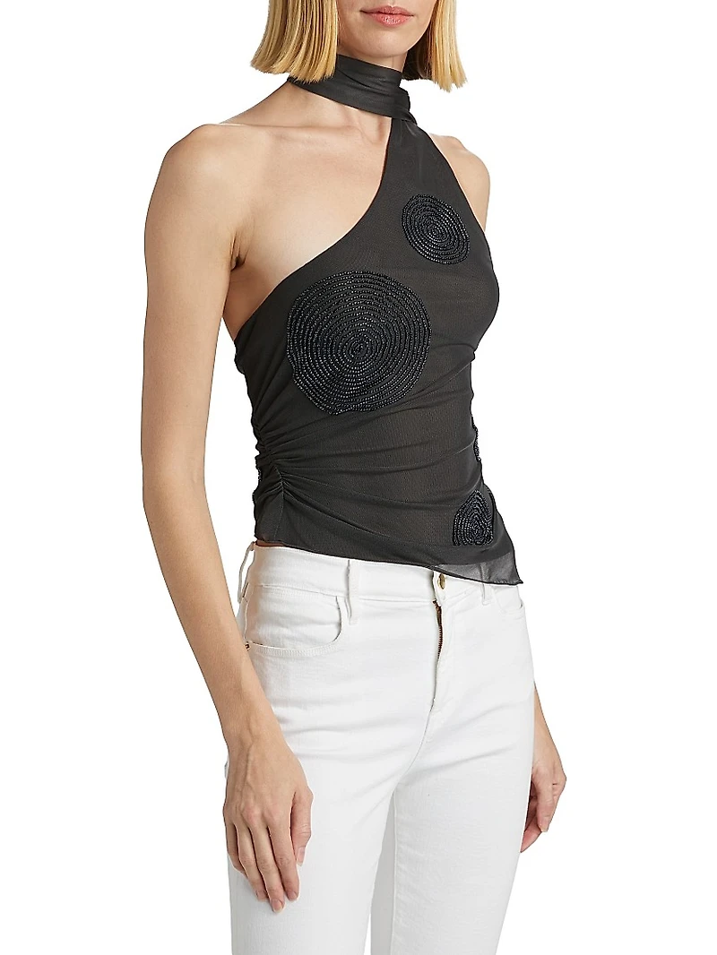 Chelsea Sheer Mesh Beaded Top