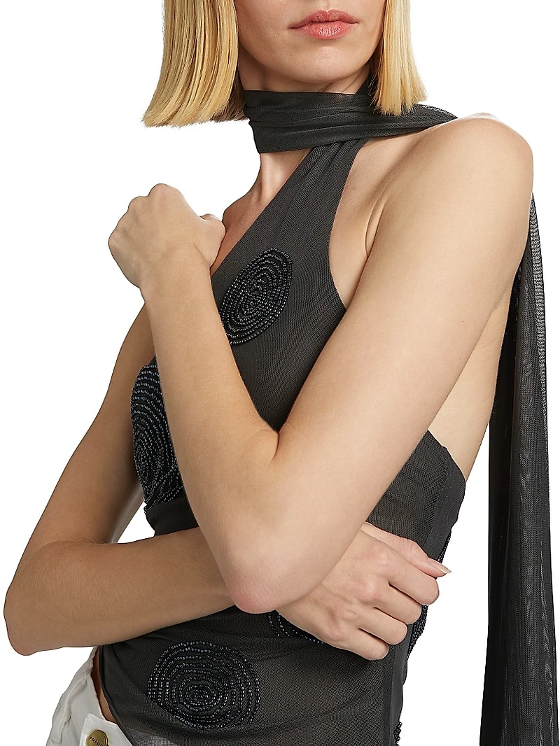 Chelsea Sheer Mesh Beaded Top