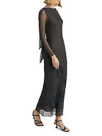 Chelsea Sheer Mesh Beaded Maxi-Dress