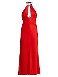Becca Satin Halterneck Midi-Dress