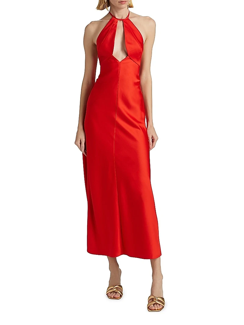 Becca Satin Halterneck Midi-Dress