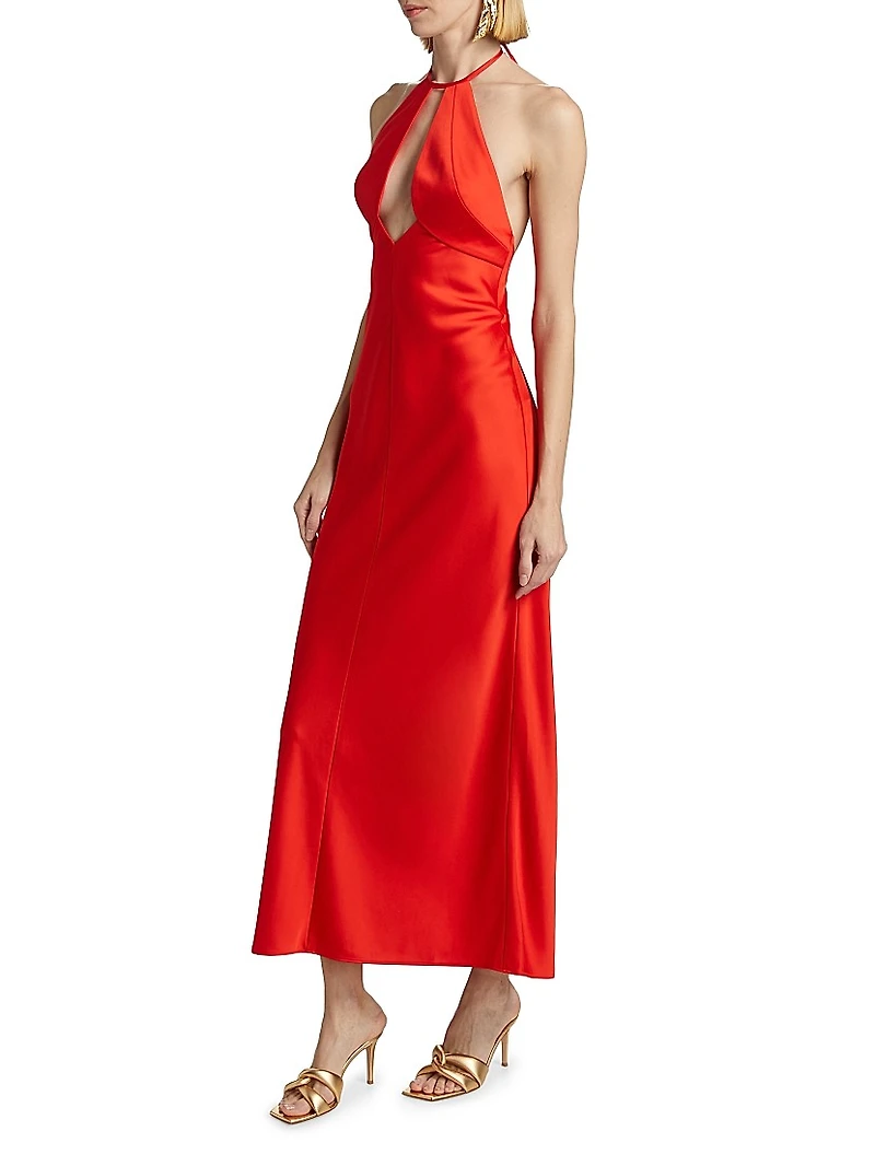 Becca Satin Halterneck Midi-Dress