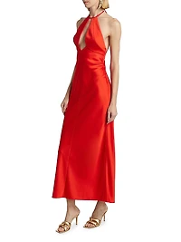 Becca Satin Halterneck Midi-Dress