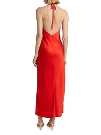 Becca Satin Halterneck Midi-Dress