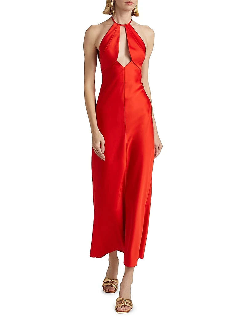 Becca Satin Halterneck Midi-Dress