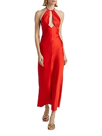 Becca Satin Halterneck Midi-Dress