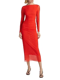 Tillie Stretch Mesh Body-Con Midi-Dress