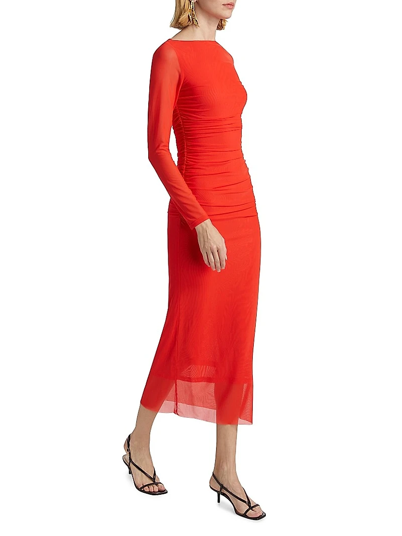 Tillie Stretch Mesh Body-Con Midi-Dress
