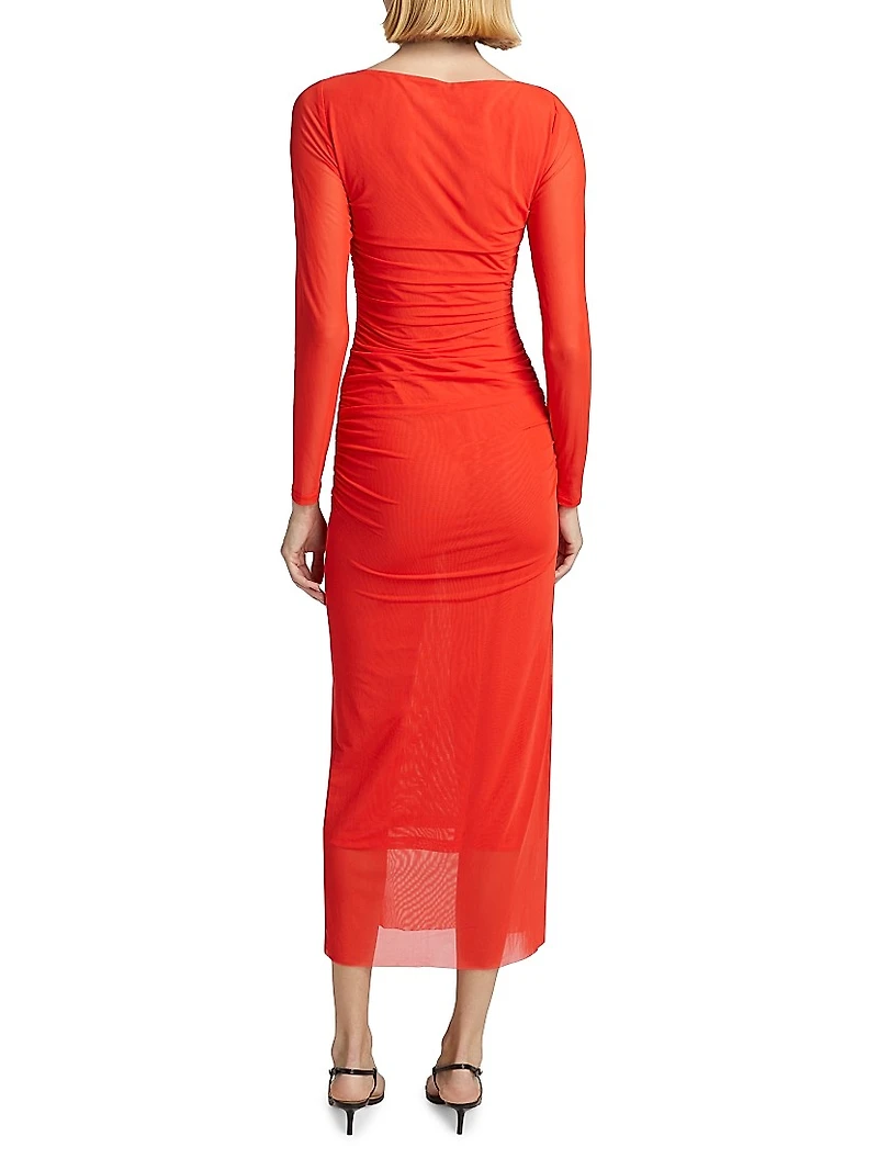 Tillie Stretch Mesh Body-Con Midi-Dress