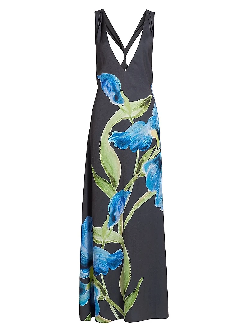 Merida Floral Satin Sleeveless Gown