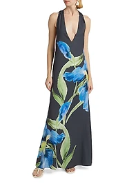 Merida Floral Satin Sleeveless Gown