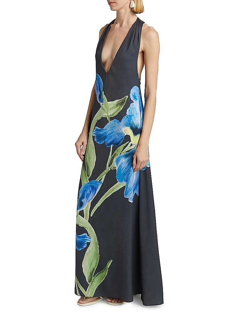 Merida Floral Satin Sleeveless Gown