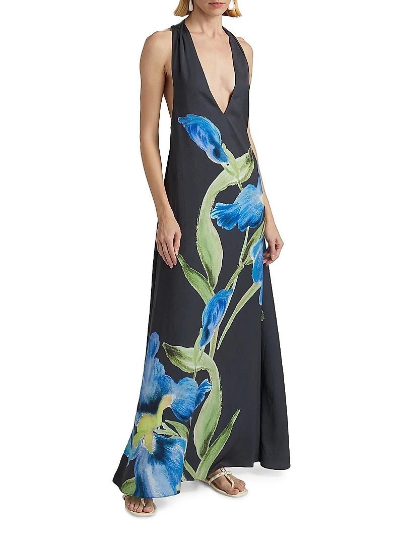 Merida Floral Satin Sleeveless Gown