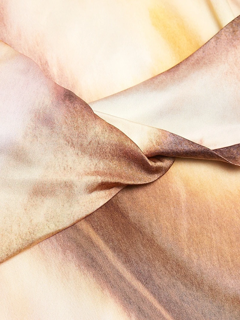 Lacey Abstract Print Satin Tie-Waist Minidress