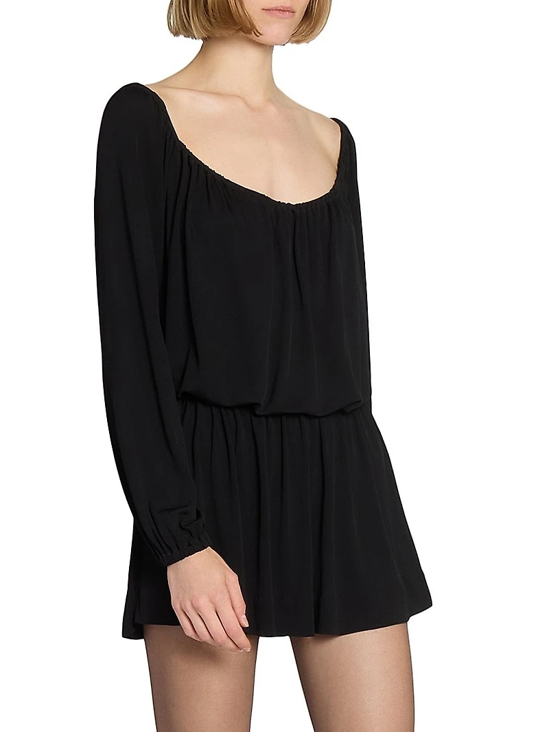 Gathered Dress Satin Crepe Jersey