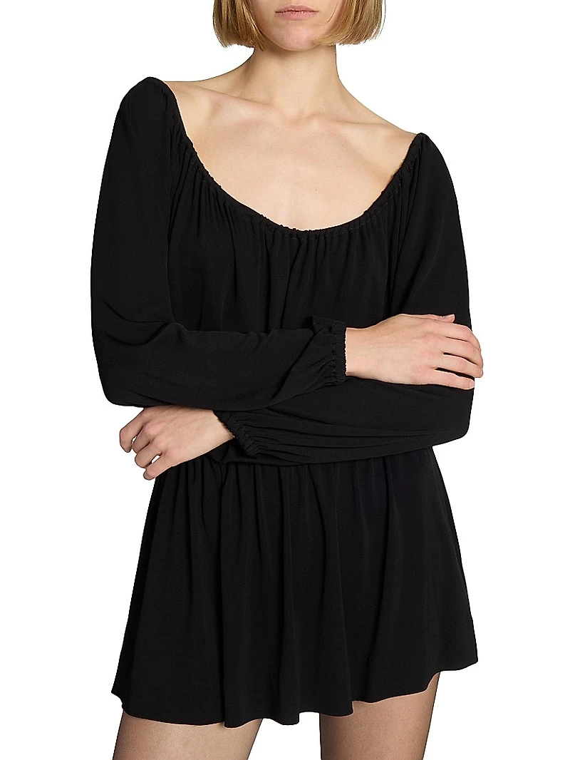 Gathered Dress Satin Crepe Jersey
