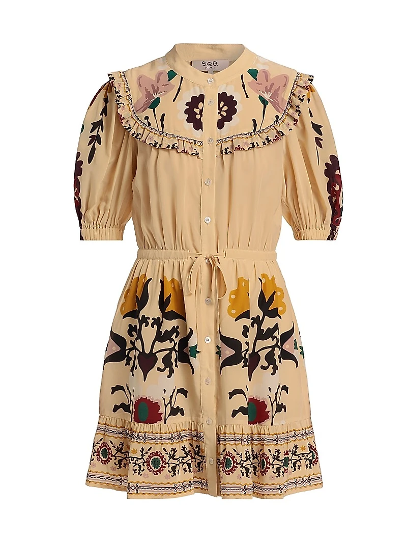 Cassia Print Short-Sleeve Minidress