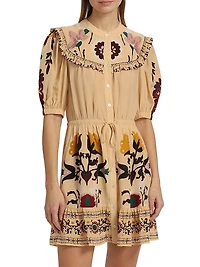 Cassia Print Short-Sleeve Minidress