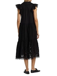 Marja Embroidered Flutter-Sleeve Dress