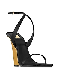 Salom Wedges in Satin Crepe and Metallic Leather