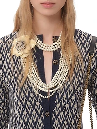 Wool Cardigan with Toute La V Jacquard Pattern