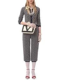 Wool Cardigan with Toute La V Jacquard Pattern