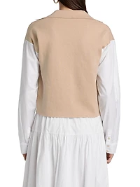 Cotton-Cashmere Spliced Double-Breasted Blazer