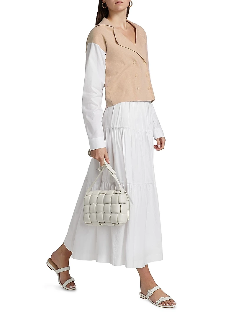 Cotton-Cashmere Spliced Double-Breasted Blazer