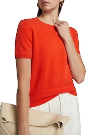 Cashmere Short-Sleeve Crop Sweater