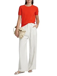 Cashmere Short-Sleeve Crop Sweater