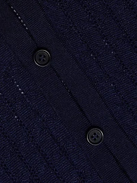 Cable Pointelle Short-Sleeve Button-Up Shirt