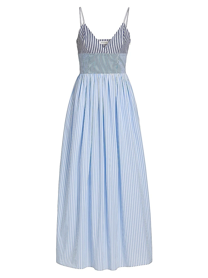 Striped Cotton Poplin A-Line Midi Dress