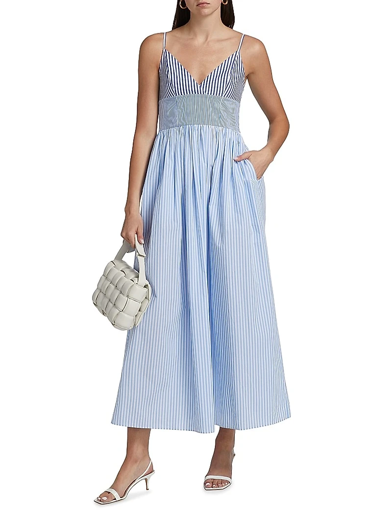 Striped Cotton Poplin A-Line Midi Dress
