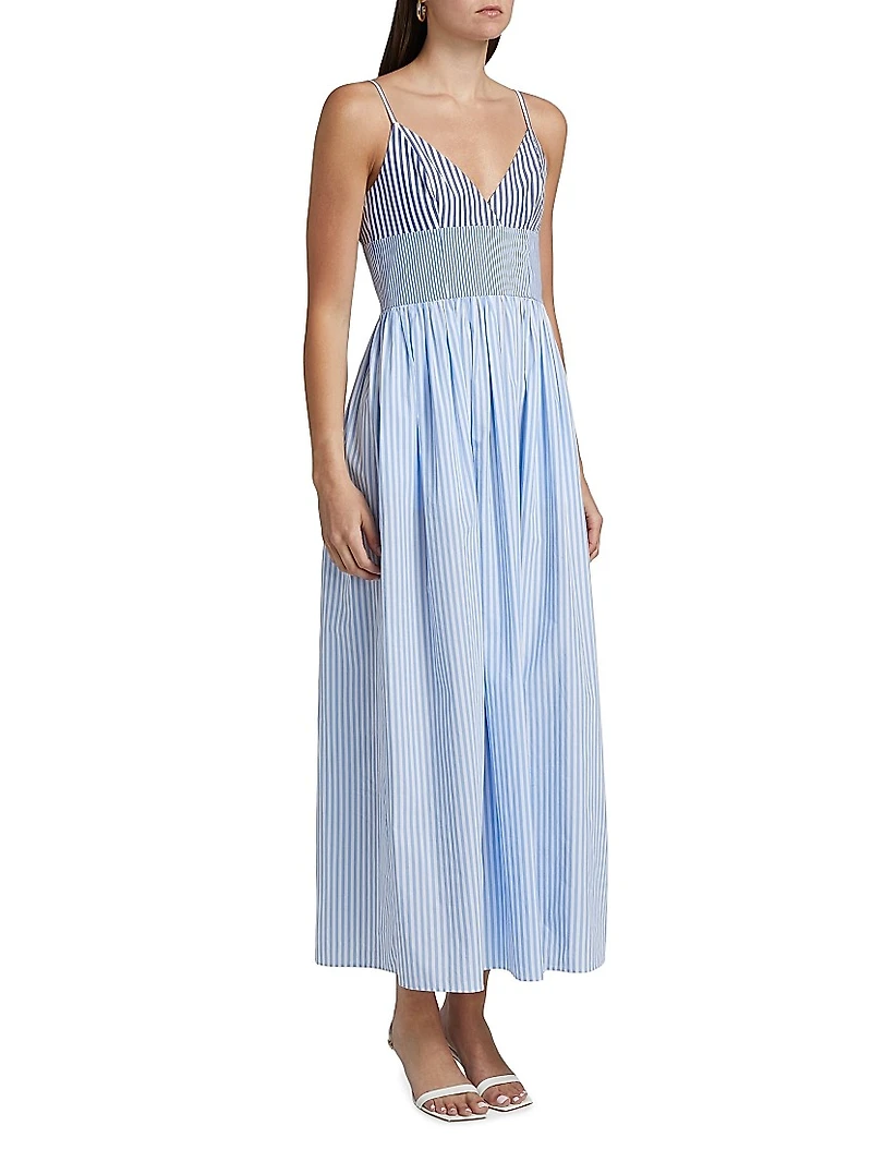 Striped Cotton Poplin A-Line Midi Dress