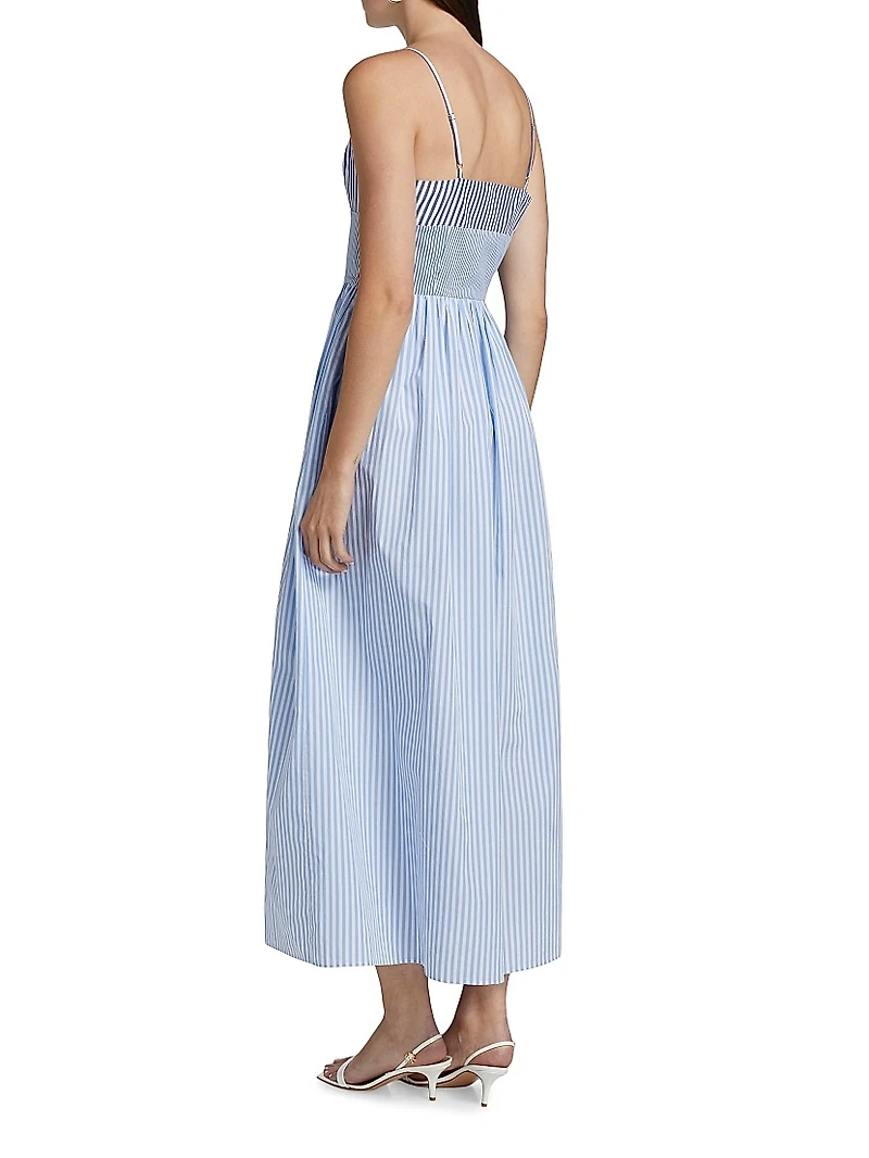 Striped Cotton Poplin A-Line Midi Dress