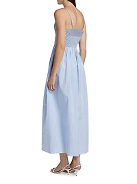Striped Cotton Poplin A-Line Midi Dress