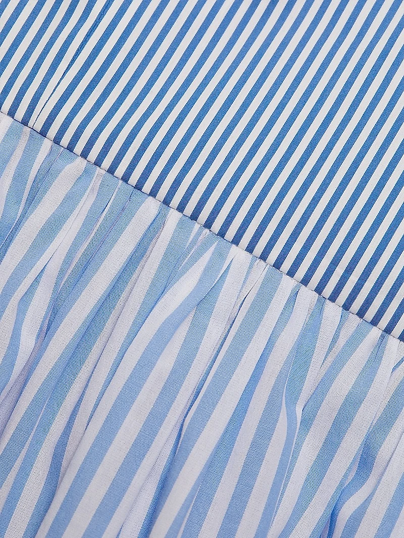 Striped Cotton Poplin A-Line Midi Dress