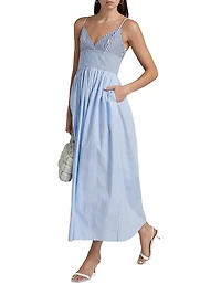 Striped Cotton Poplin A-Line Midi Dress