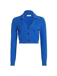 Cashmere Cropped Polo Cardigan