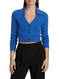 Cashmere Cropped Polo Cardigan