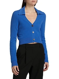 Cashmere Cropped Polo Cardigan