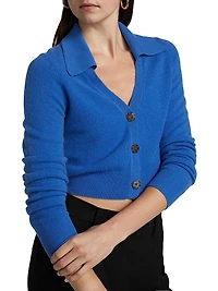 Cashmere Cropped Polo Cardigan