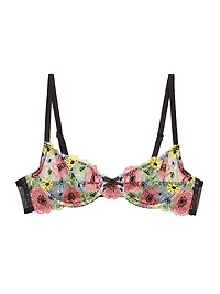 Azalea Floral Embroidery Underwire Demi Bra
