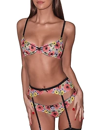 Azalea Floral Embroidery Underwire Demi Bra