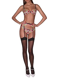 Azalea Floral Embroidery Underwire Demi Bra