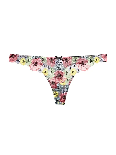 Azalea Embroidery Thong