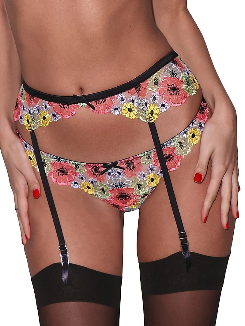 Azalea Embroidery Thong