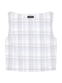 Plaid Boxy Boatneck Top